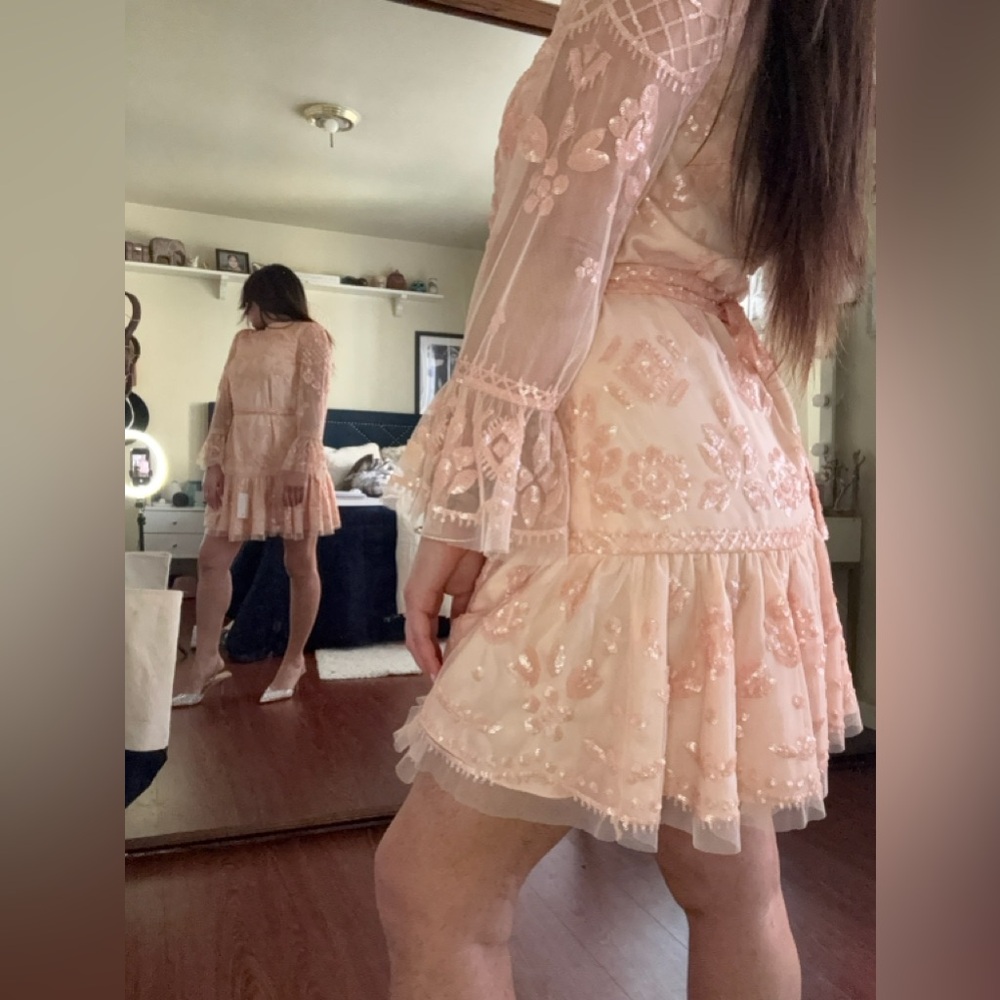 Elegant Rose Pink Floral Dress